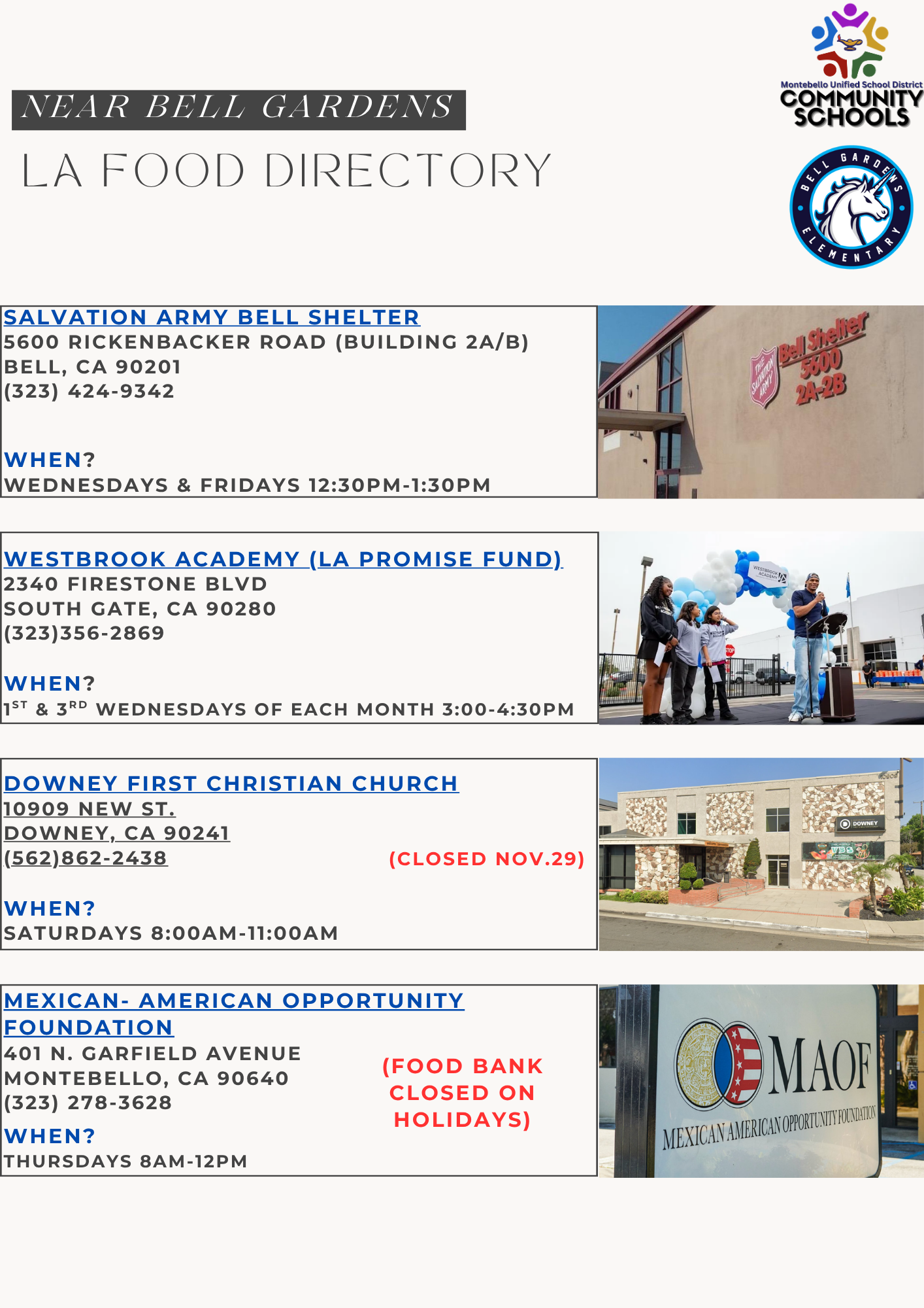Food Programs/Distributions – Students – Bell Gardens Elementary