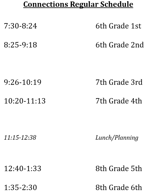 Connections Regular Bell Schedule