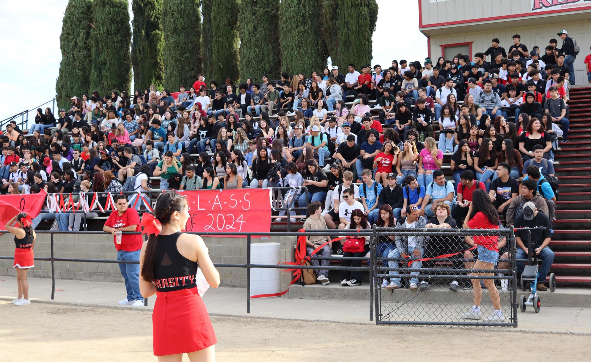 Students and staff enjoying the back to school rally