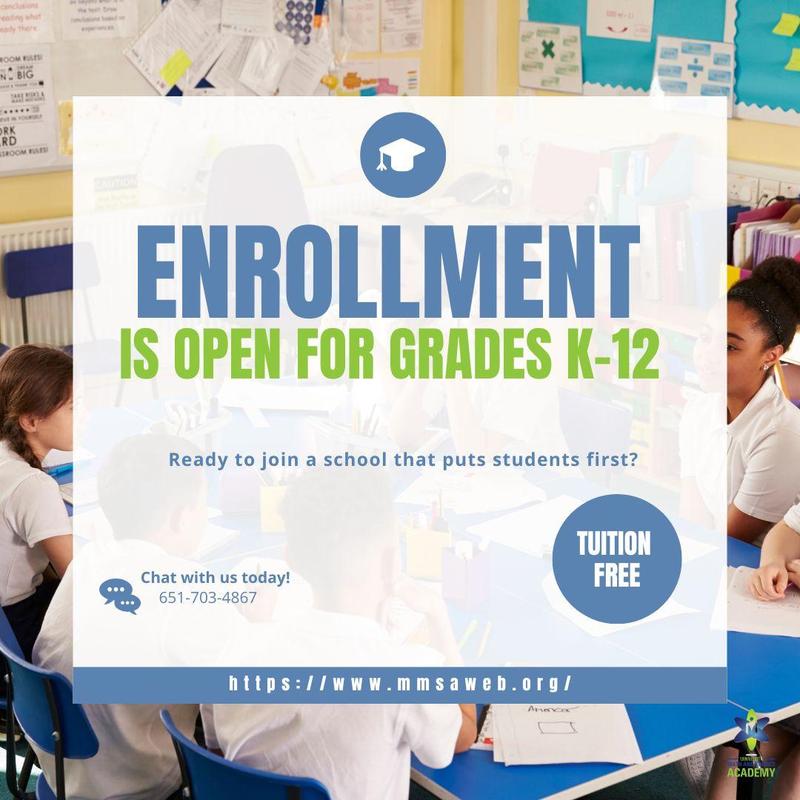 Enrollment is OPEN for Grades K–12 at MMSA!