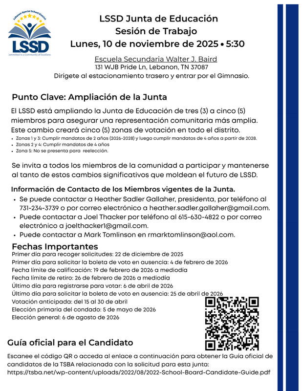 Board of Education is expanding, learn more on 11/10 at 5:30pm at Walter J Baird Middle School