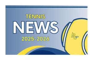 Tennis news blue and gold with a tennis ball