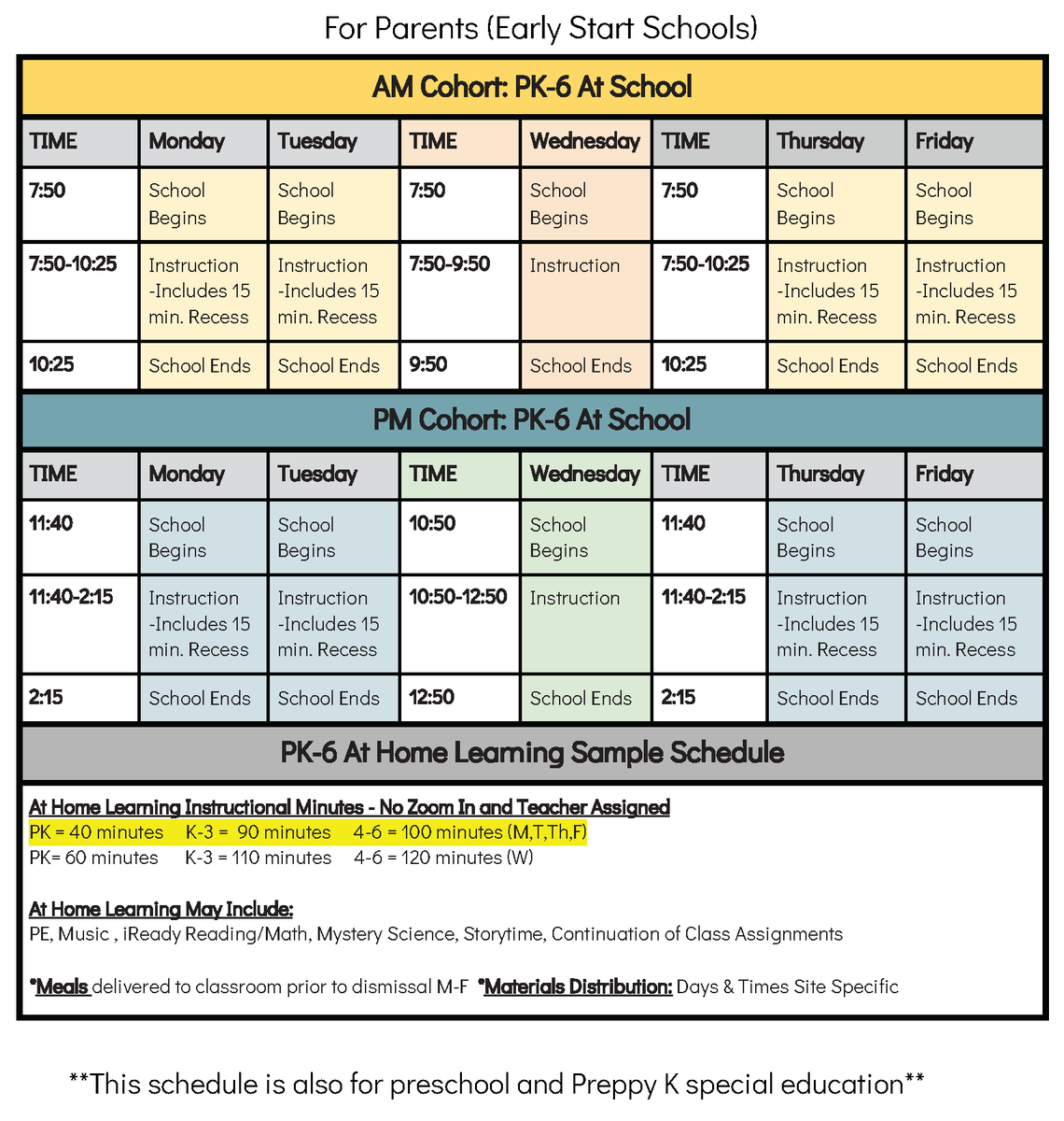 Elementary schedule.