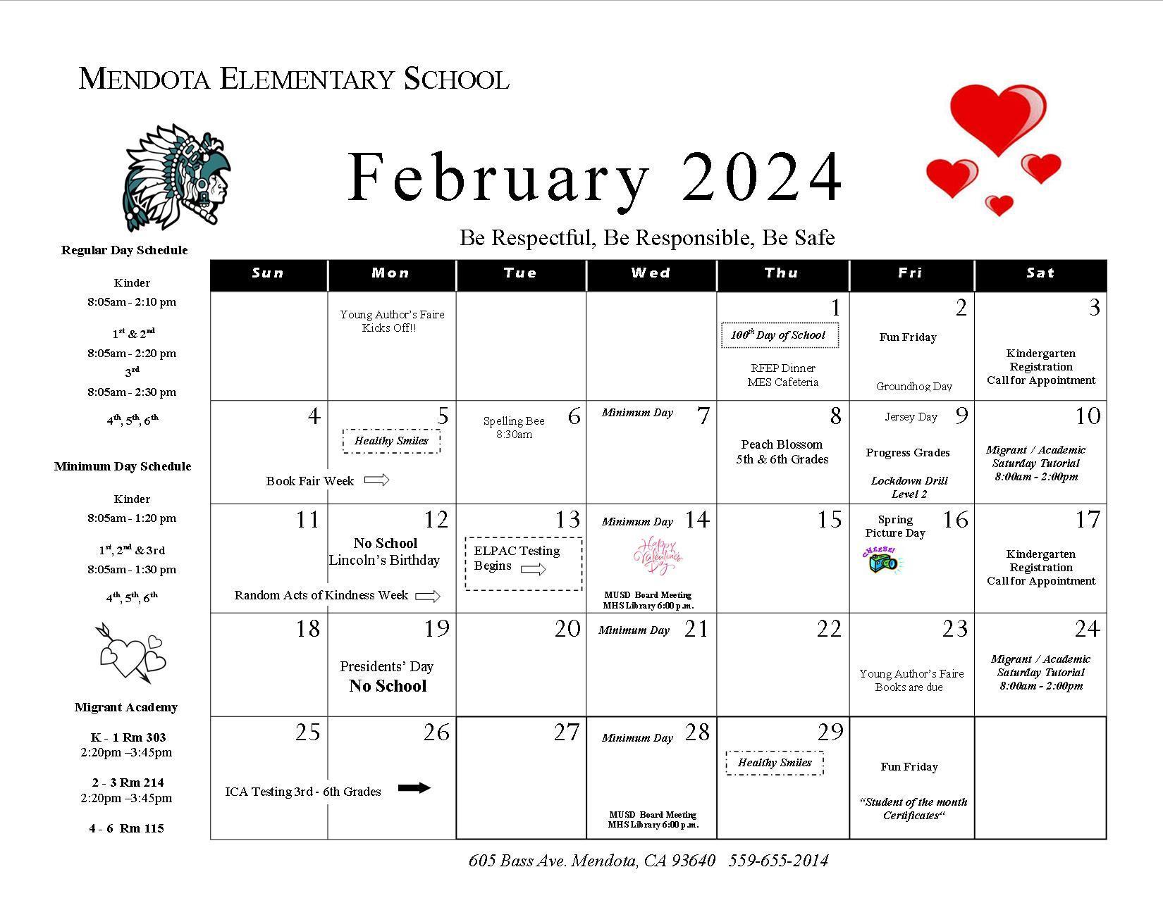 School Calendar About Us Mendota Elementary School