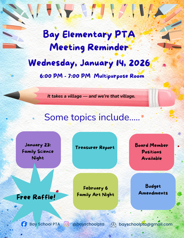 PTA Science Night 6-7:45 in the Bay MPR