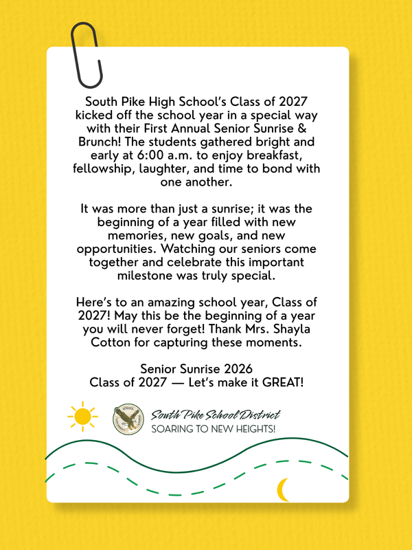 spsd sphs senior sunrise august 2026