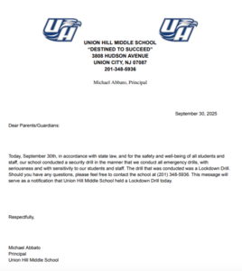 Security Drill Information-Union Hill Middle School