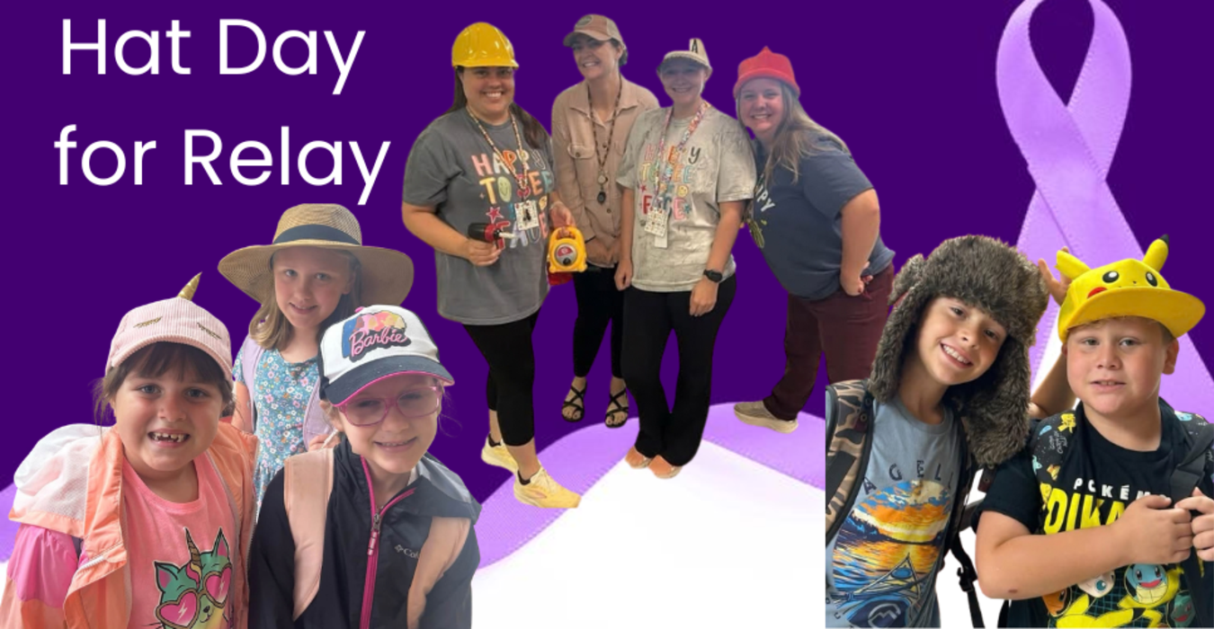 Participants in hats promoting a Relay event for cancer awareness.