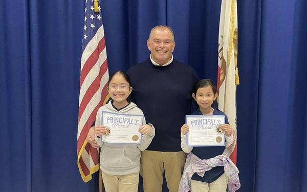 principal and students