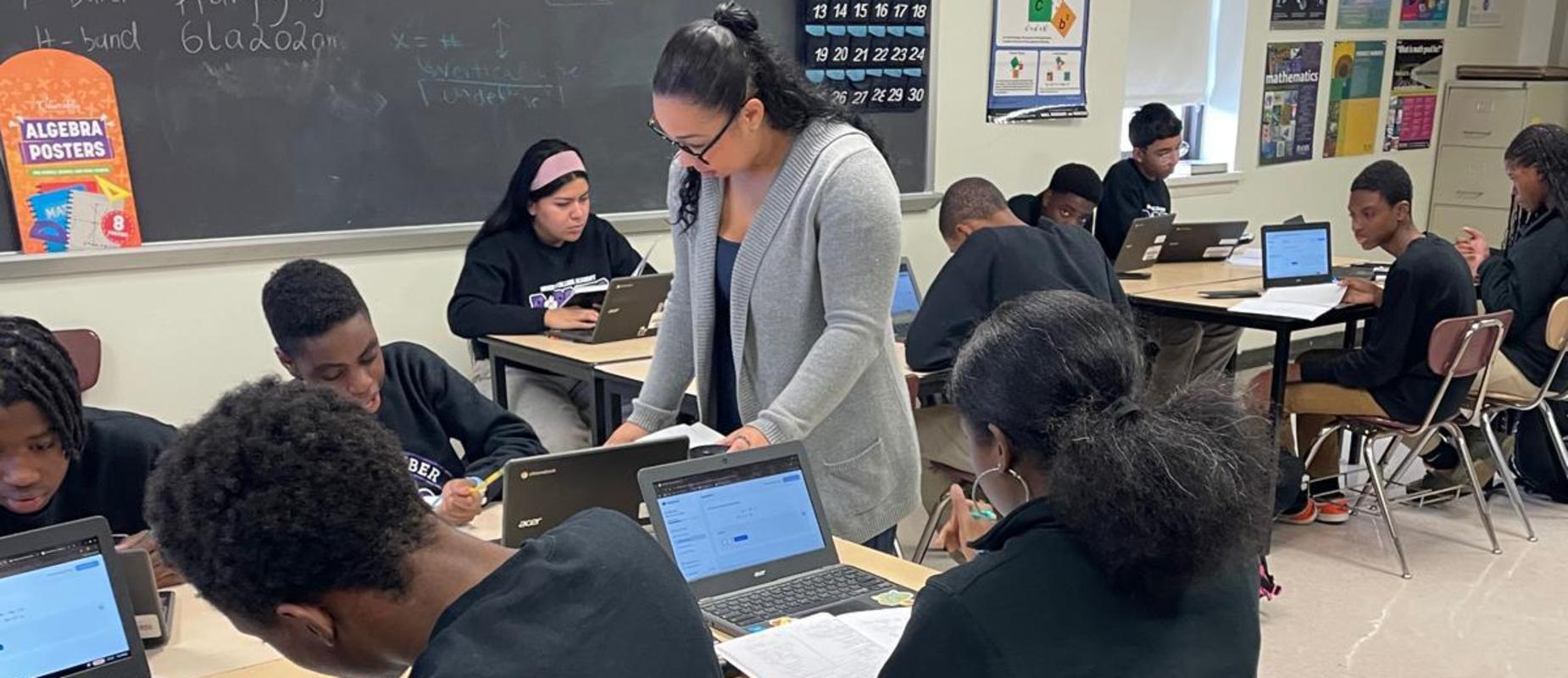 Mrs. Marte teaching her Math class