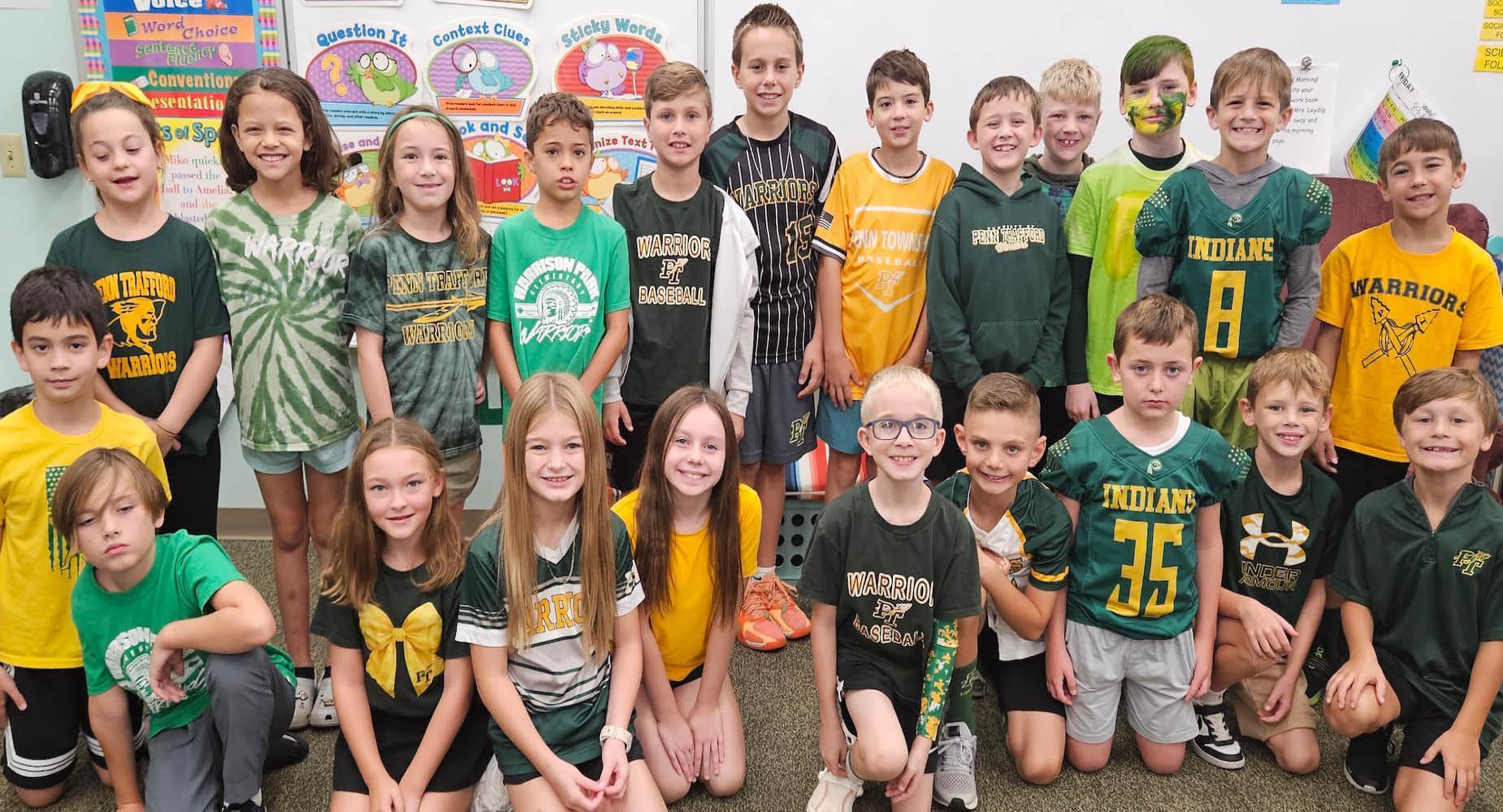 Harrison Park 3rd-graders showed their school spirit on Green & Gold day