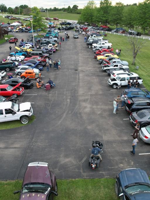 Aerial photo of car show