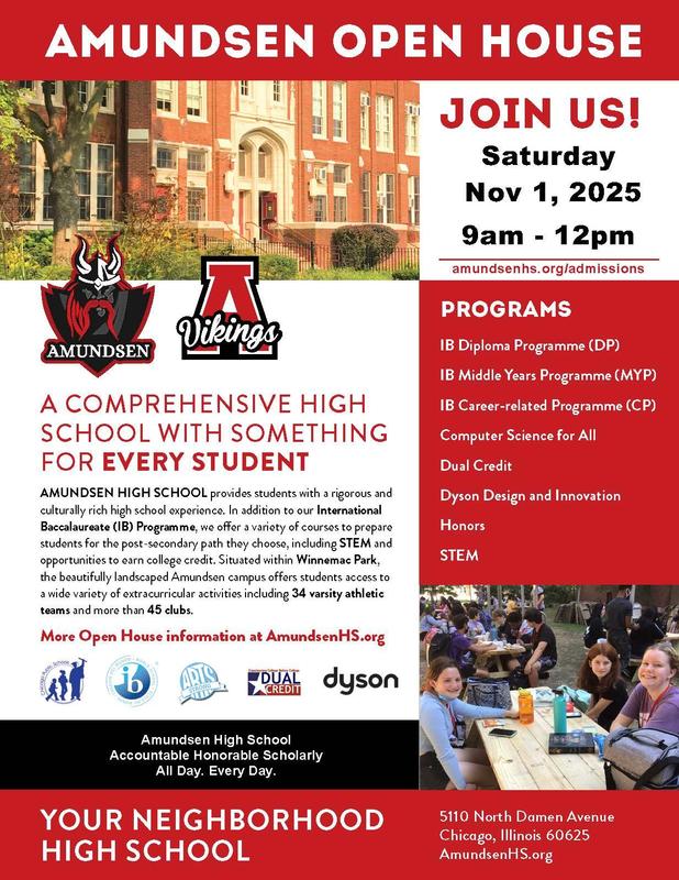 Amundsen Open House for 8th Grade Families is November 1st!