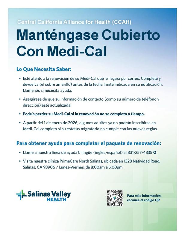 Letter about Medi-Call enrollment in Spanish
