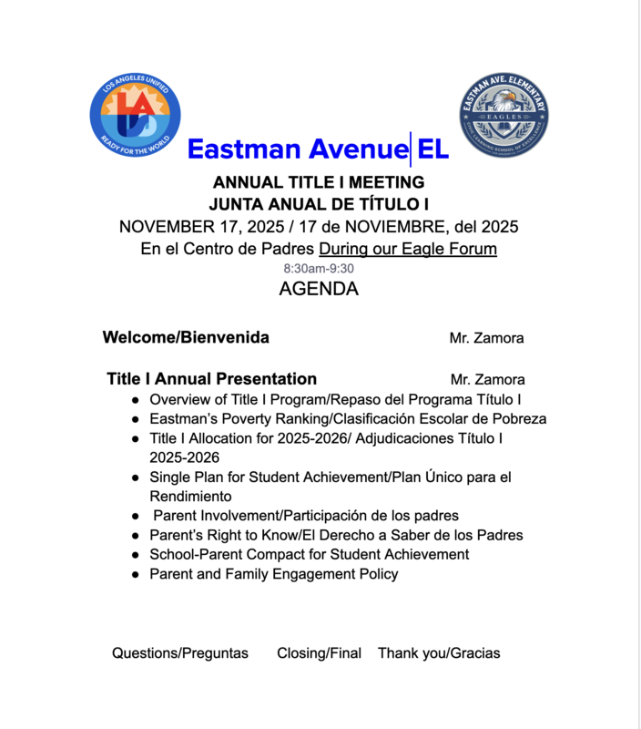 2025-2026 Annual Title I Meeting