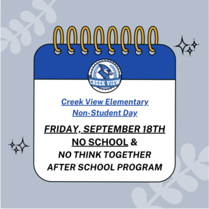 No School - Friday, September 18 Non-Student Day