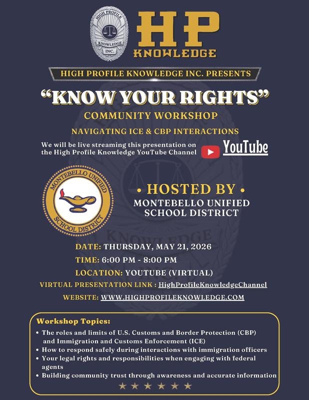 Know your rights community workshop flyer