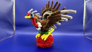 David's artwork of a very detailed bird sculpture from pop cleaners