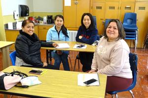 Women students in an English class.
