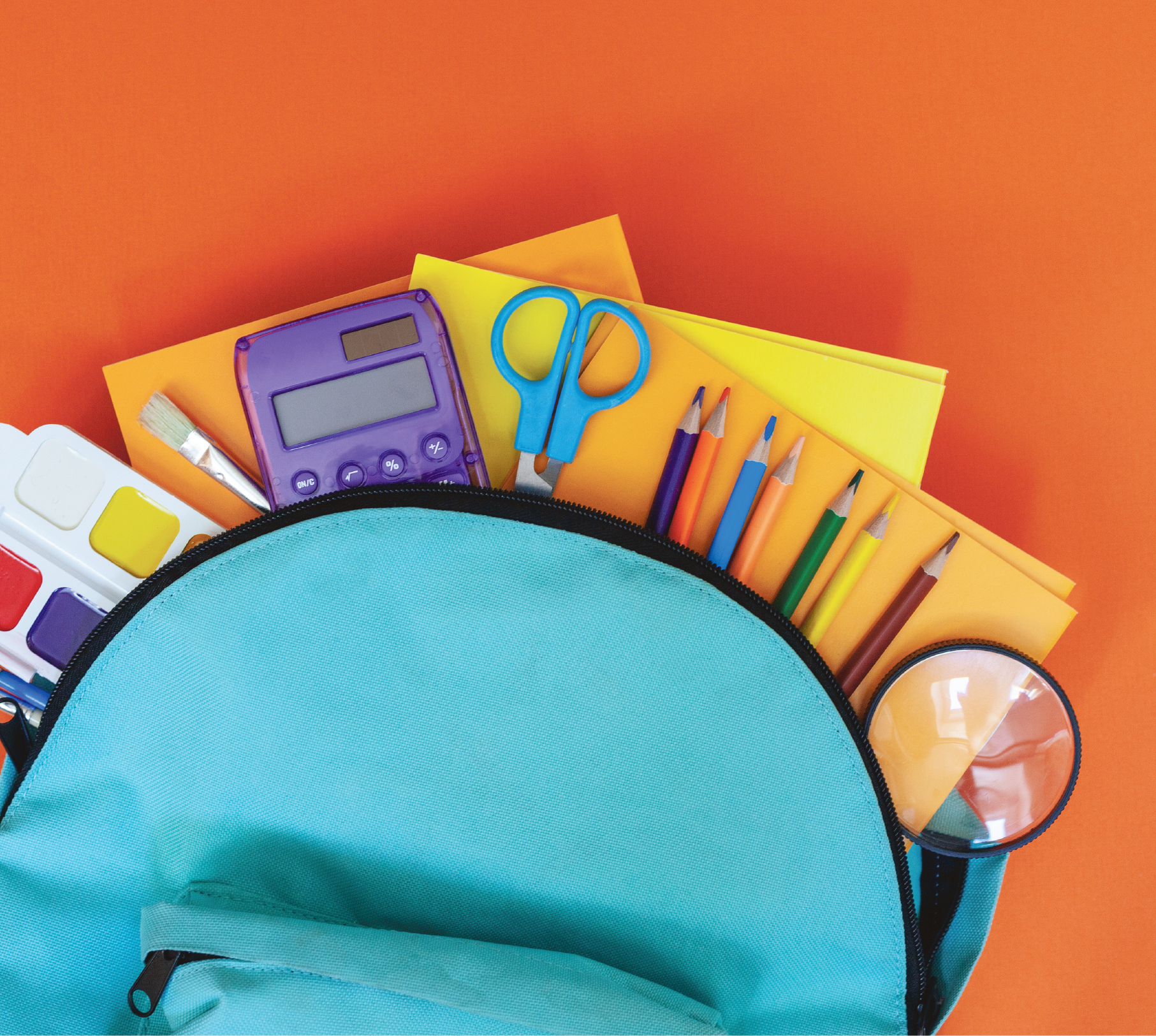 backpack with school supplies