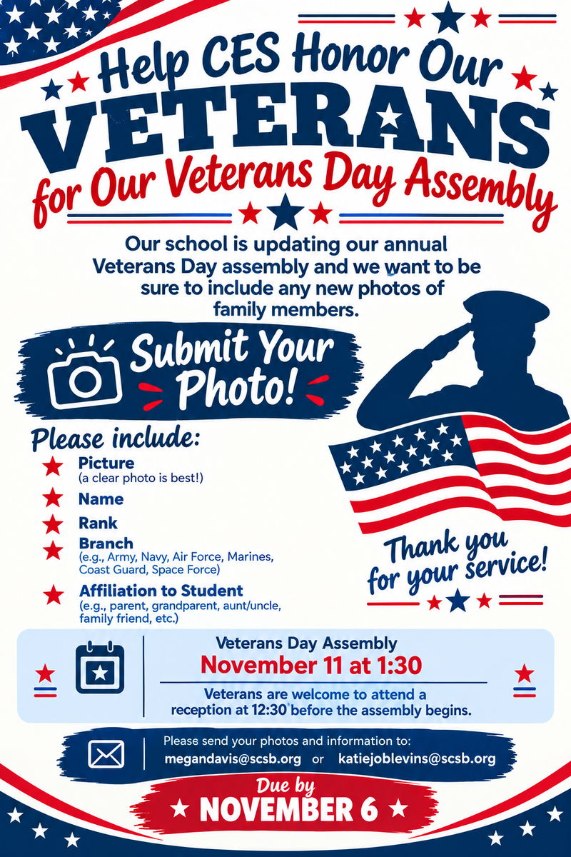 CES Veteran's Day Assembly flyer