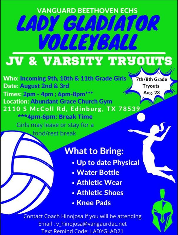 Beethoven Volleyball tryouts flyer