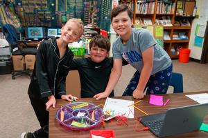 Crestview gifted and talented working on their musical inventions