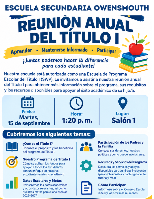 Annual Title 1 Meeting Flier_Spanish