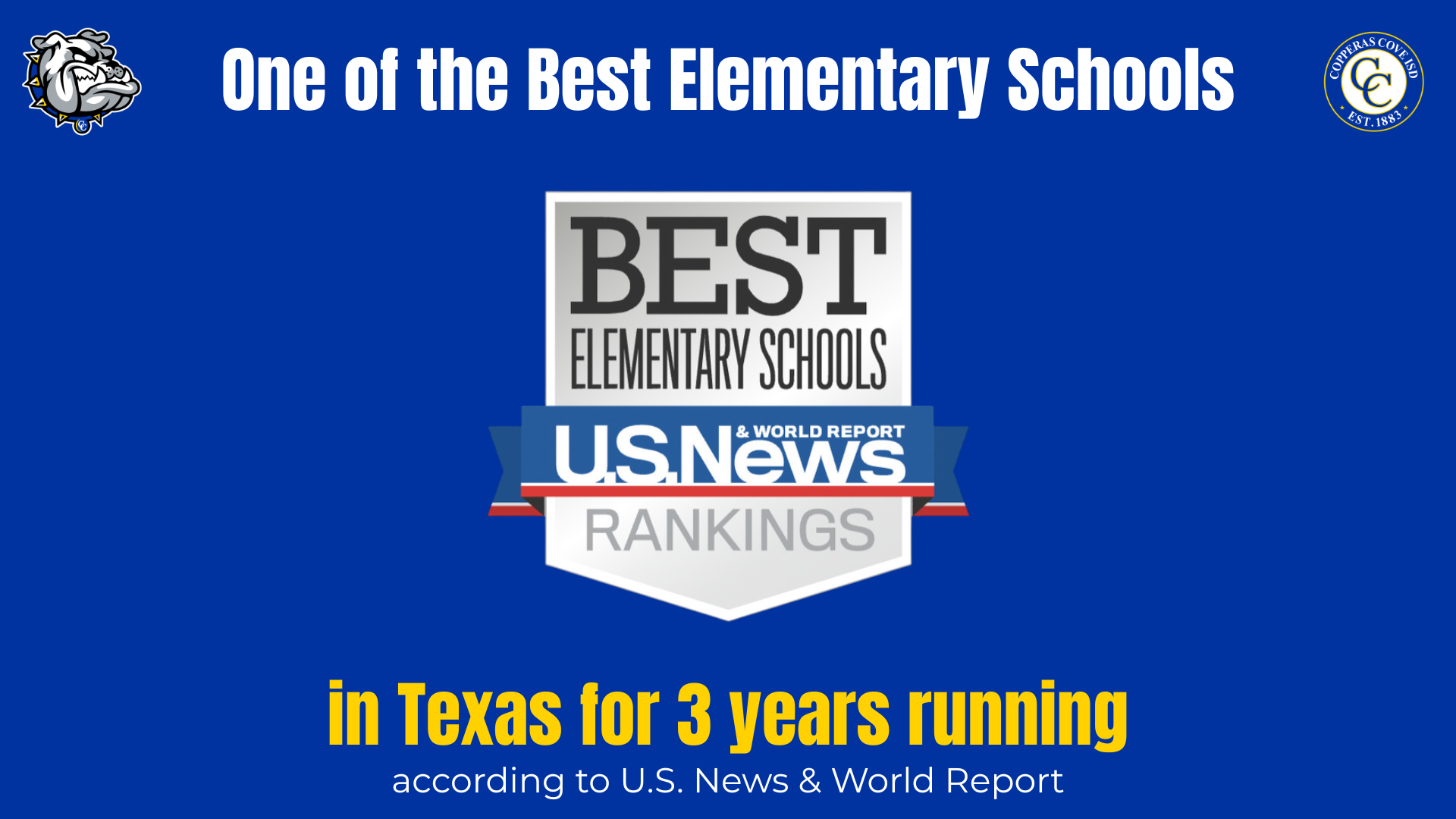 Banner displaying ranking information for the best elementary schools in Texas.