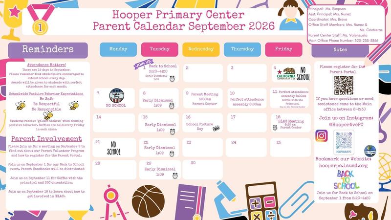 Sept parent calendar