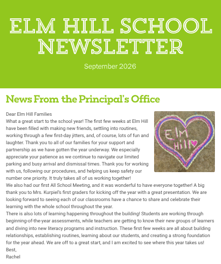 Elm Hill School Newsletter