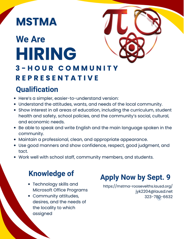 flyer for applications for community Rep