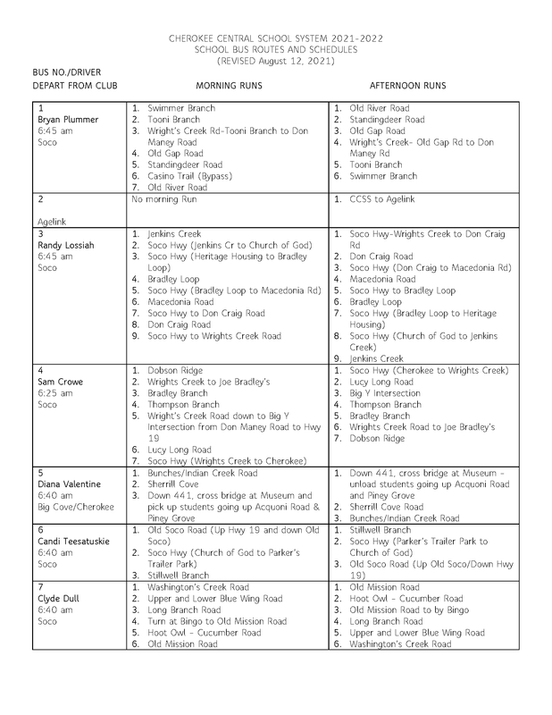 CCS Bus Schedules