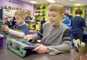 Students using an iPad