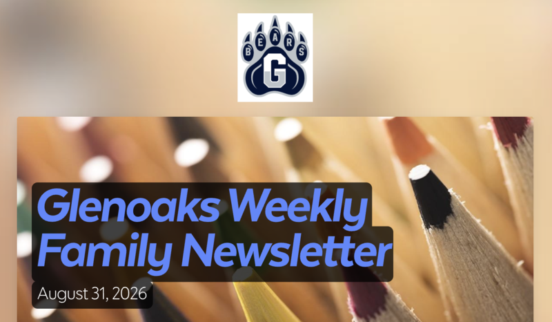 Glenoaks Weekly Family Newsletter header