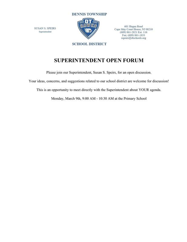 SUPERINTENDENT OPEN FORUM