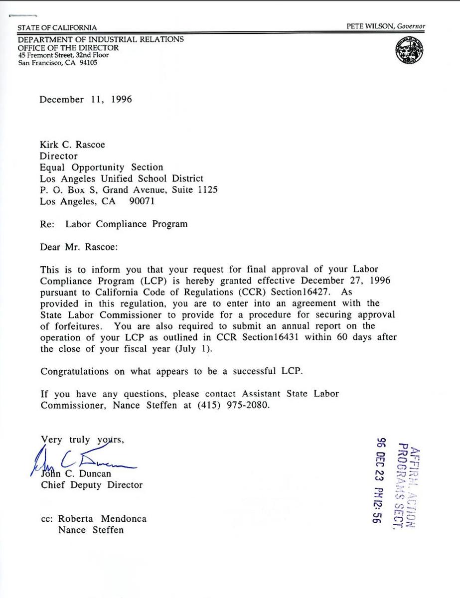 DIR LCP Approval Letter