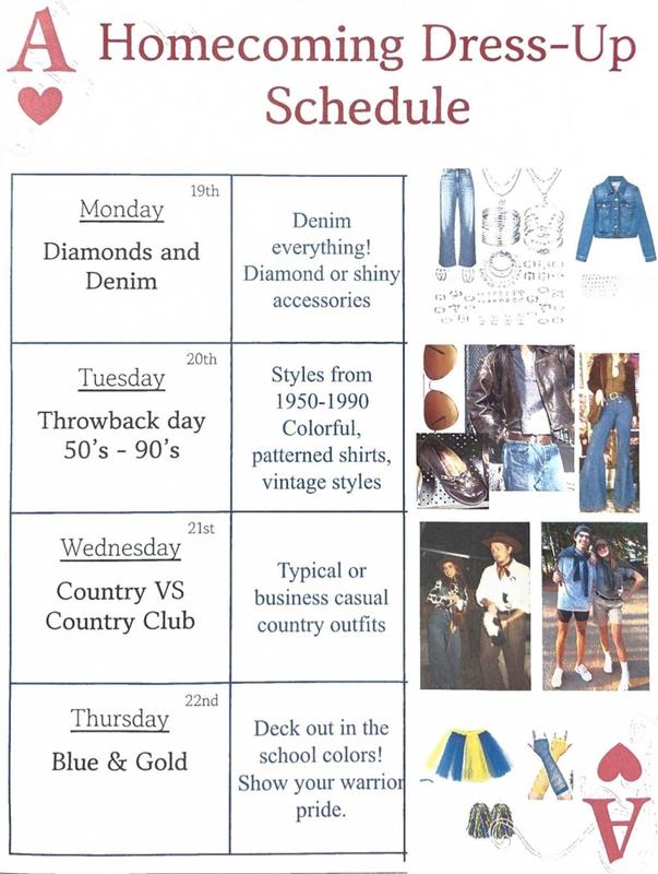 flyer with dates and themes for dressing up