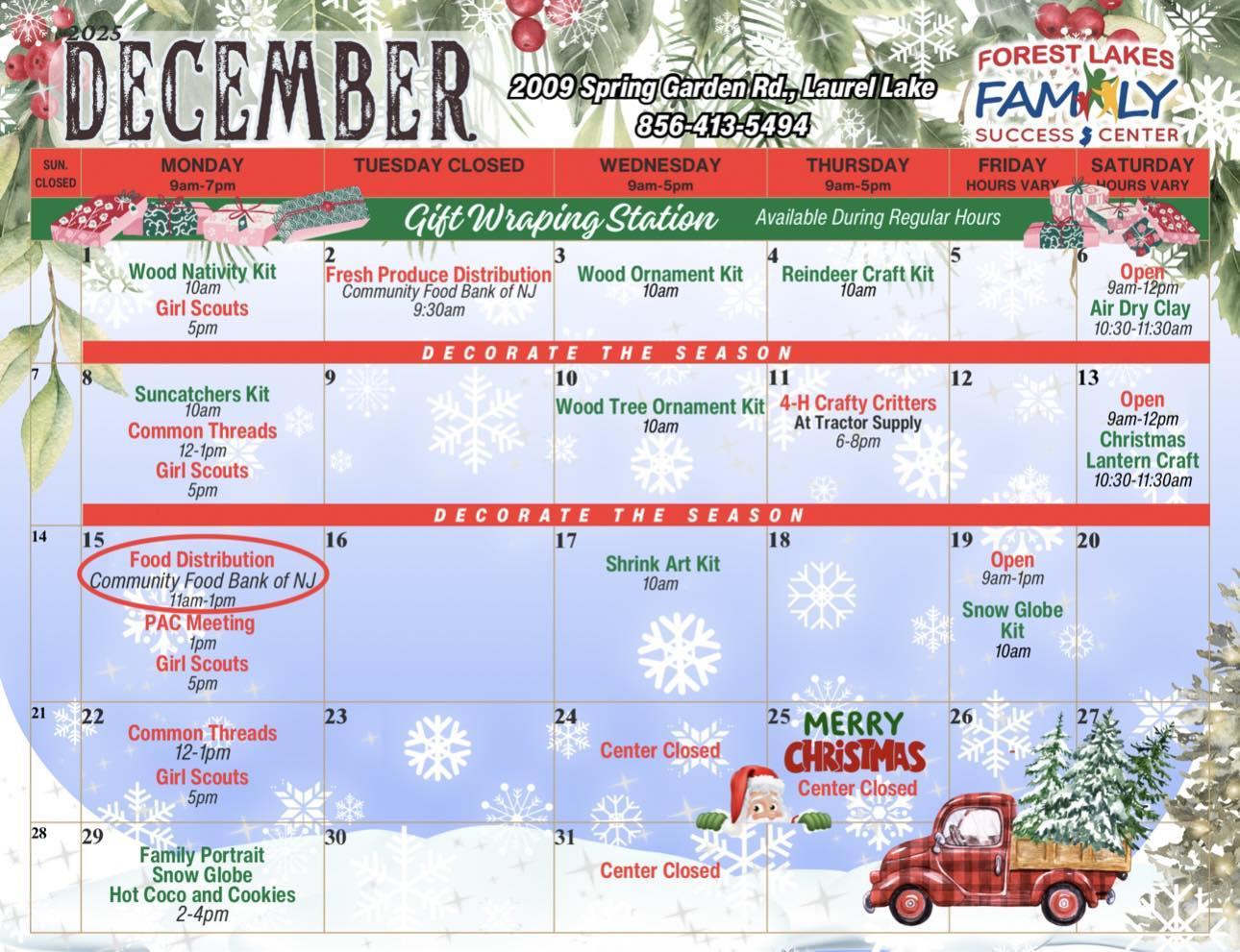 Forest Lake December Calendar