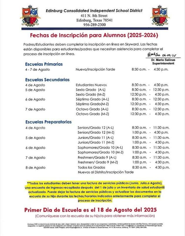 25-26 registration info - spanish