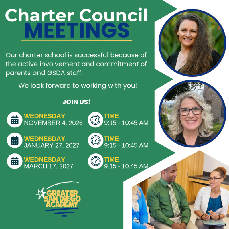 Info graphic with charter council meeting details + logo