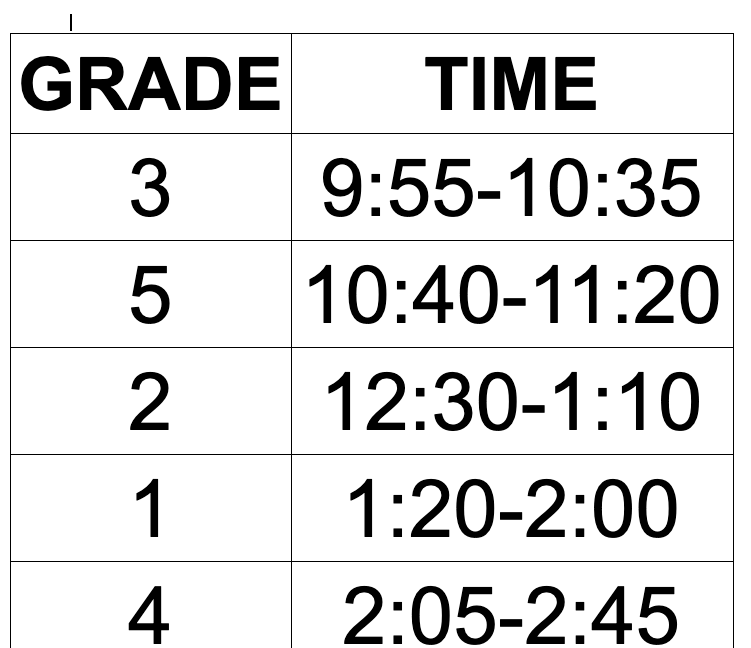 SCHEDULE Mr. Vittorio Aconi Asher Holmes Elementary School