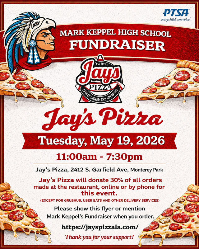 PTSA Fundraiser: Jay's Pizza May 19th Featured Photo