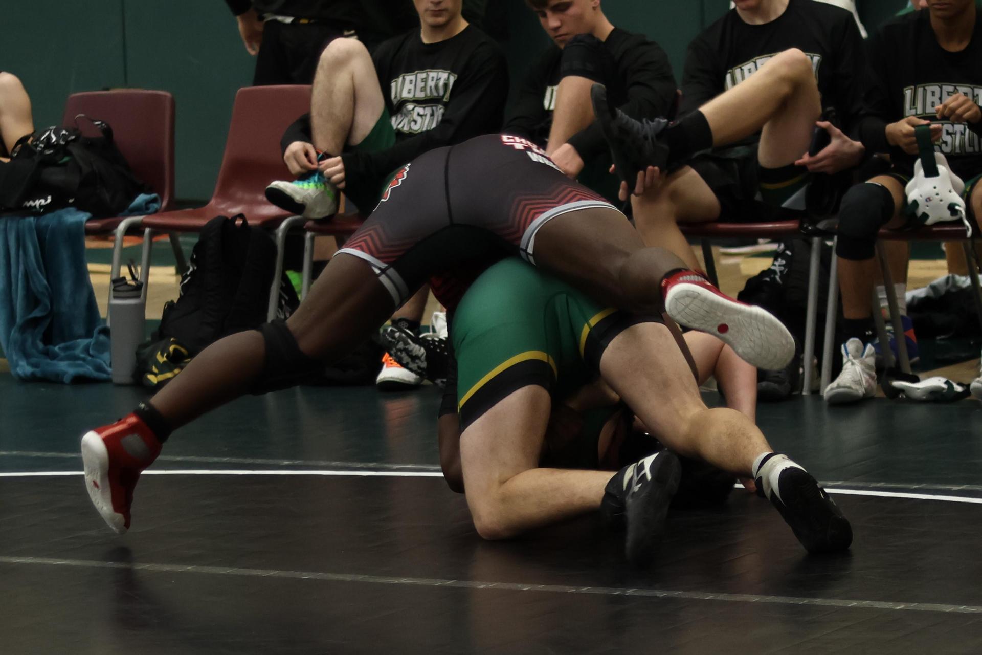 boys wrestling at liberty duals