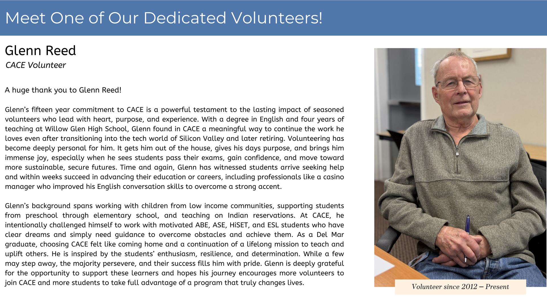 Volunteering at CACE