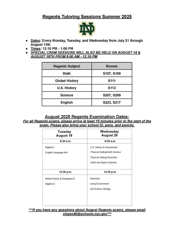 Summer Regents Tutoring