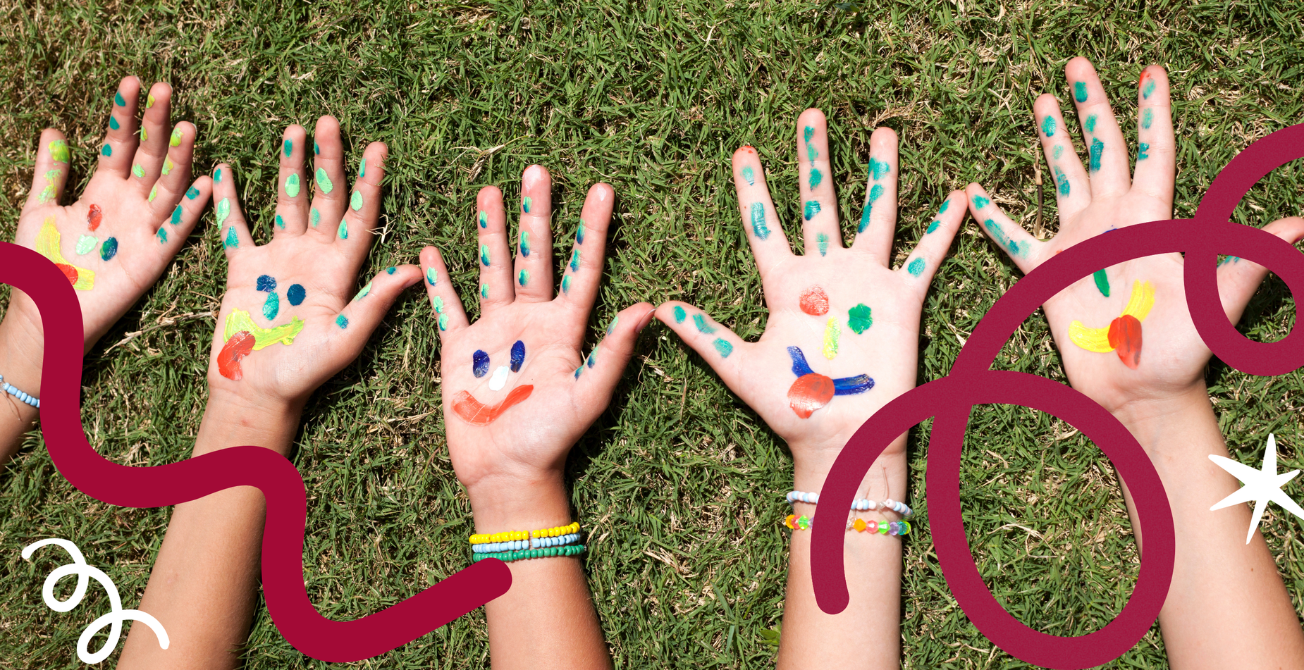 Student Handprints brightly painted