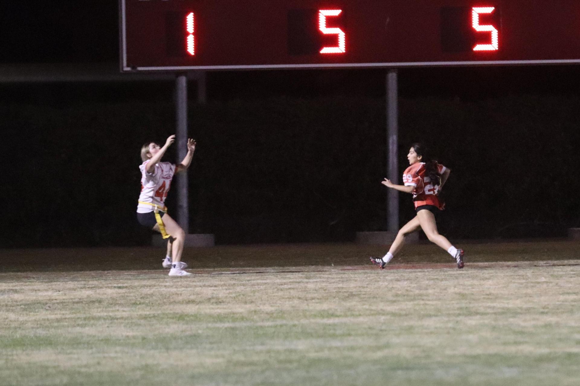 girls playing flag football