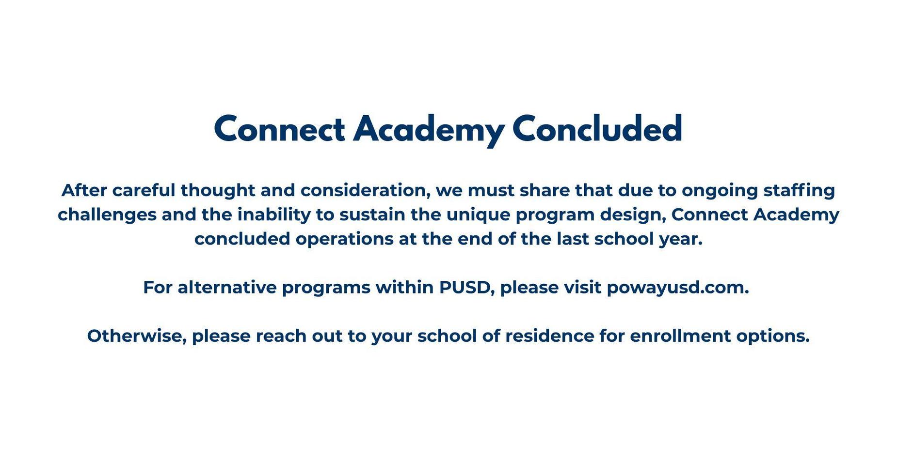 Connect Academy program closure announcement