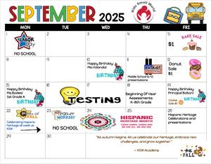 September Calendar with events